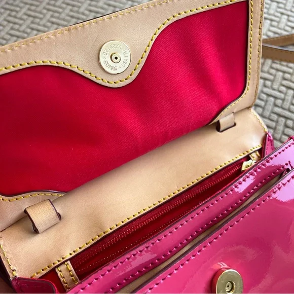 Dooney & Bourke Hot Pink Patent Leather Zip Crossbody Flap - Picture 6 of 16